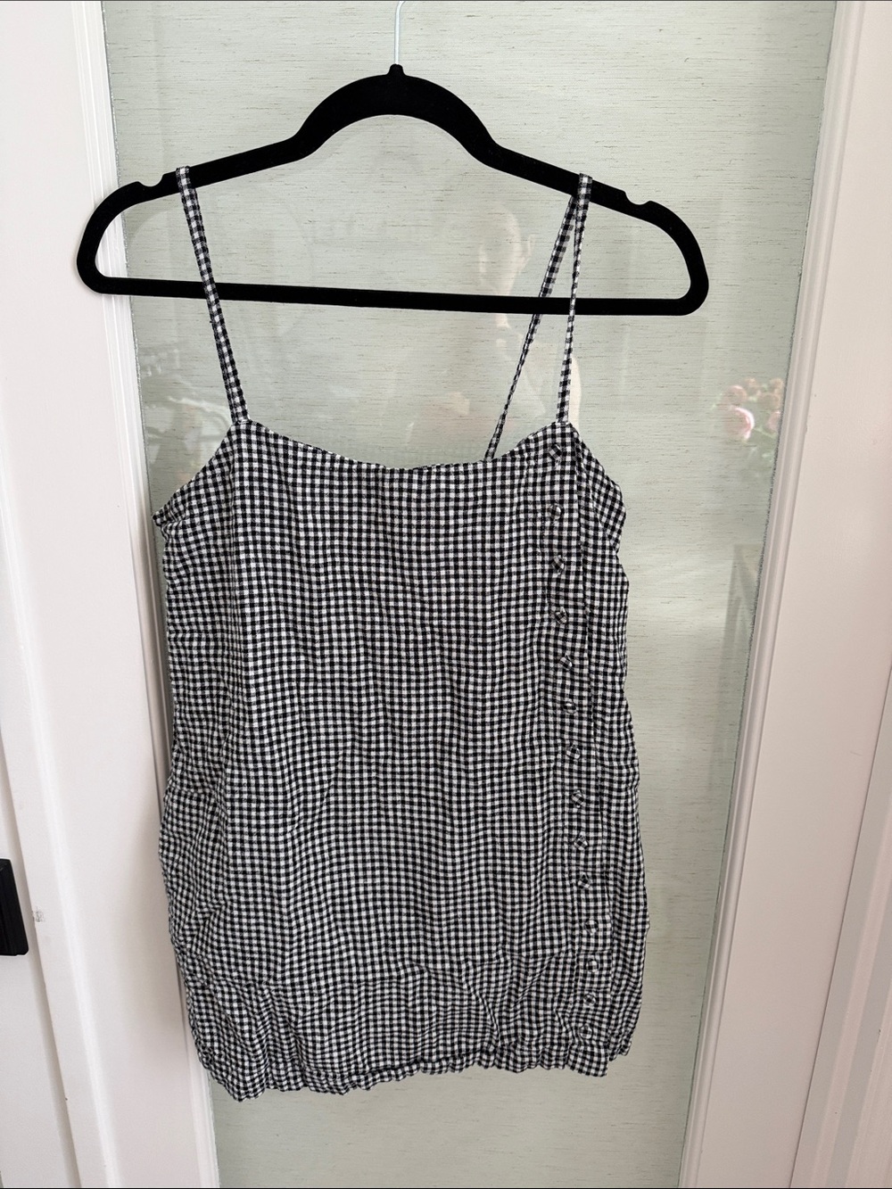 Abercrombie & Fitch Black and White Gingham Spaghetti Strap Mini Dress